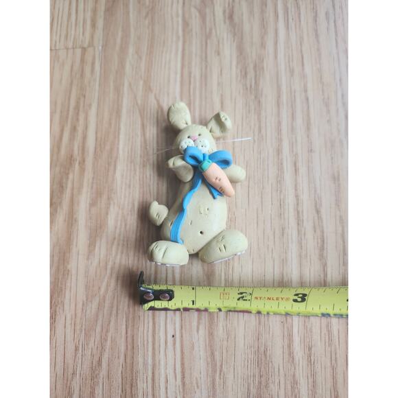 Cute Yellow Bunny Rabbit Magnet with Carrot & Blue Bow – Easter Kitchen Decor - Picture 3 of 4